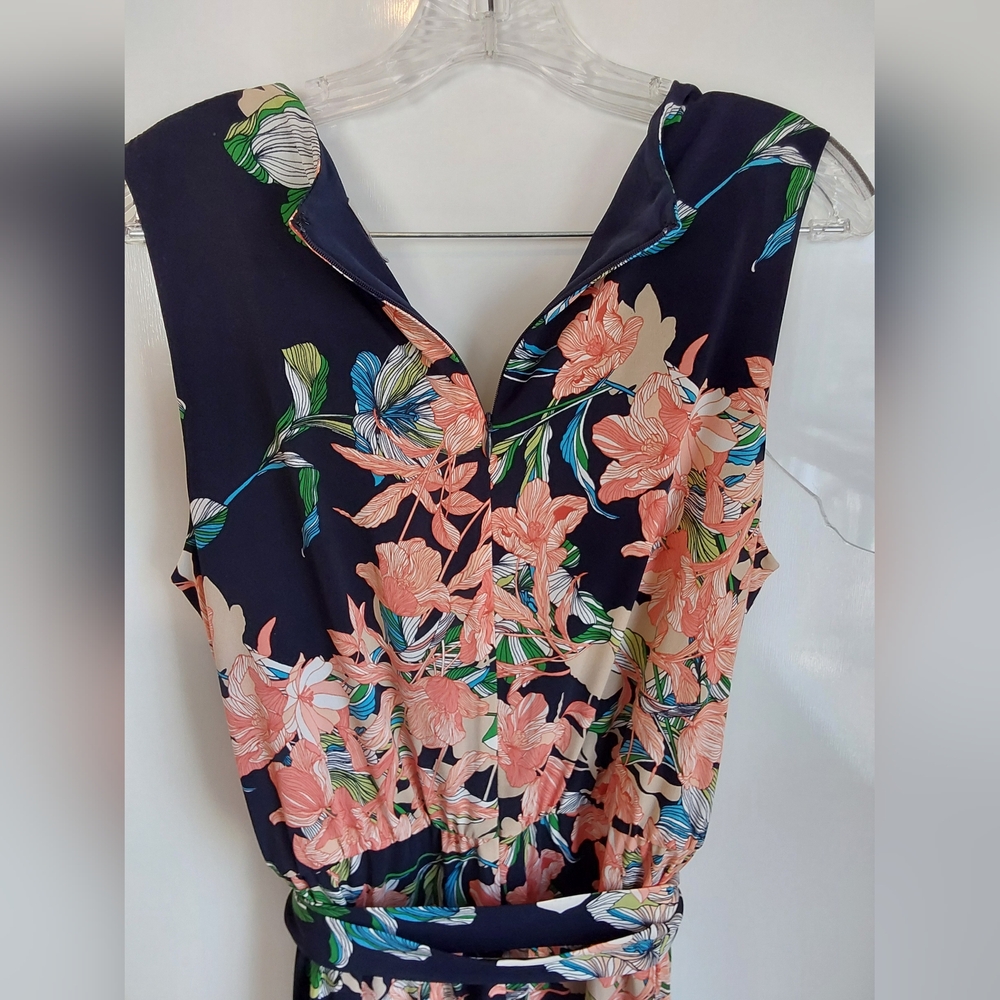 Chico's 1 Floral Jumpsuit - Navy and Pink - Picture 7 of 12